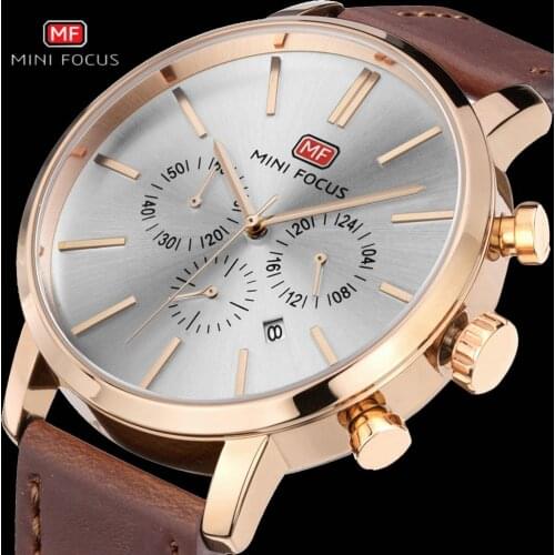 MINIFOCUS Classic Retro Quartz Watch Men Casual Business Watches Multi Dial Clock Man Genuine Leather Band Wristwatch Waterproof
