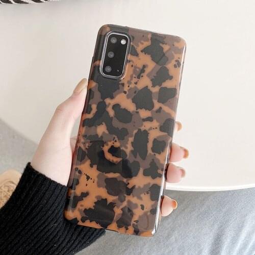 LOVECOM Vintage Amber Leopard Print Phone Case For Samsung S21 Plus S20 Ultra S10 Plus Note 20 10 Plus Soft IMD Back Cover Gift