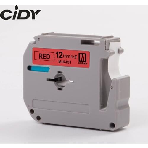 CIDY Compatible brother M-K431 MK431 MK 431 MK-431 black on red 12mm laminated strong adhesive label tapes for PT-80 PT-70