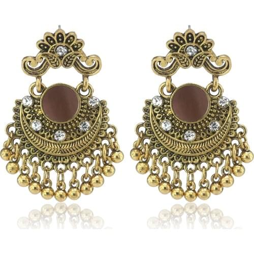 Ethnic Retro Big Round Turkish Bells Indian Jhumka Earrings Womens Classic Vintage Turkey Silver Color Tassel Earrings Bijoux