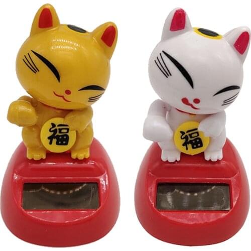 Dancing Lucky Cat Figure Model - Solar Power Model Doll Figurine Statue Kid Educational Science Toy Gift Home Decor