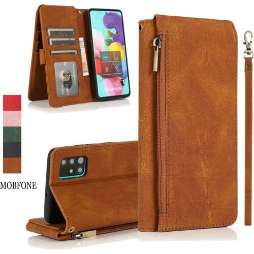 Retro Zipper Leather Case for Samsung Galaxy A12 A32 A42 A52 5G Card Holder Wallet Bag Book For Samsung A72 5G Funda Coque Bags