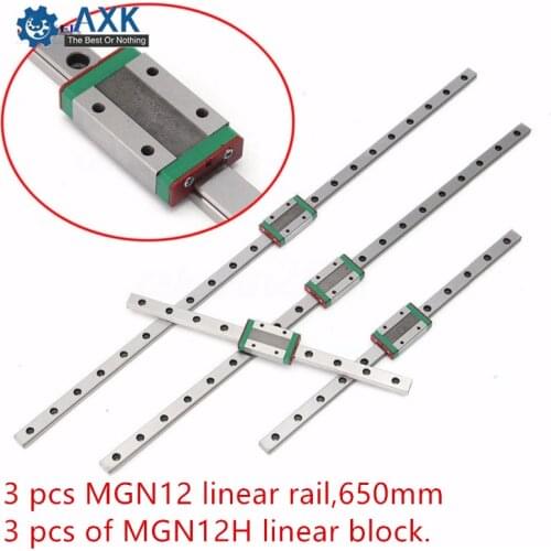 3d Printer Parts Linear Slide Carriage Kossel And 3 Pcs 650mm :3 Mgn12-650mm Lot (3 Sets/lot) 12mm Rail Of Mgn12h Pro Miniature
