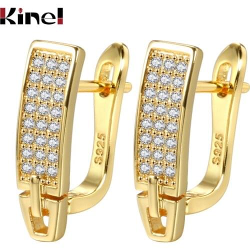 Kinel Fashion Cubic Zirconia Stud Earrings Gold Silver Color Plated Small Earrings for Women Charm Jewelry Anniversary Gifts