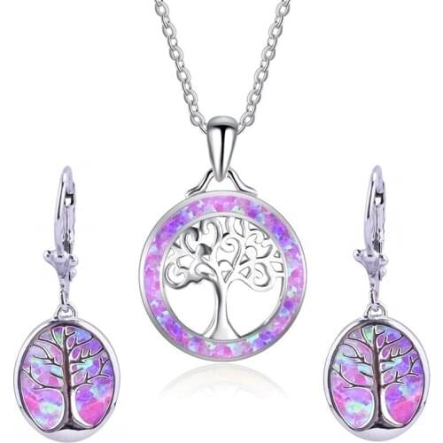 2020 Trendy Jewelry Set Fashion Tree Design Pendant Necklace With Earrings Women Accessories Lover Gift