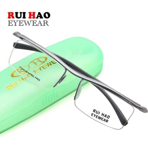 Classic Business Eyeglasses Men Fashion Titanium Glasses Frames Myopia Half Rimless Optical Eyeglasses Frame Brand oculos gafas