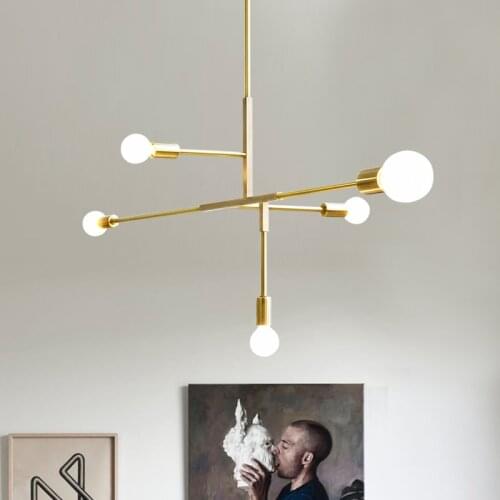 Nordic Molecular LED Chandeliers Lamp Geometric Lines Right Angle Branches Lights Magic Bean Minimalist Living Room Cafe Light