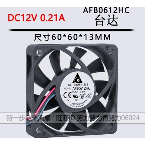 The original delta 6013 6CM 6 cm fan AFB0612HC -F00 0.21A 60*60*13MM three line double ball power supply, chassis cooling fan
