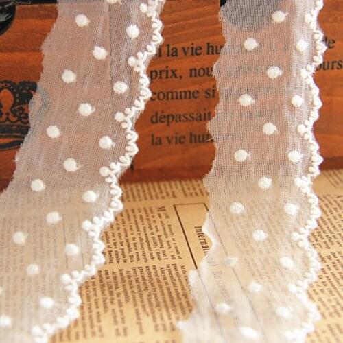 Dot Embroidery Lace Polyester Embroidered White Scalloped Lace Sewing Garment Accessories 4cm