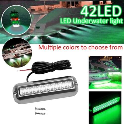 New 27LED/42LED 538LM Marine LED Light Underwater 12V Stainless Steel IP68 Waterproof Green Light For Boat Yacht Pontoon Kayak