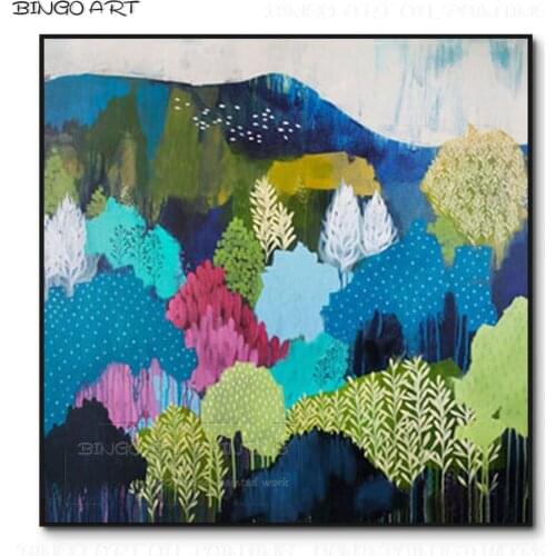 Pop Fine Art Hand-painted High Quality Colorful Art Abstract Trees Landscape Oil Painting Fine Art Forest Landscape Oil painting