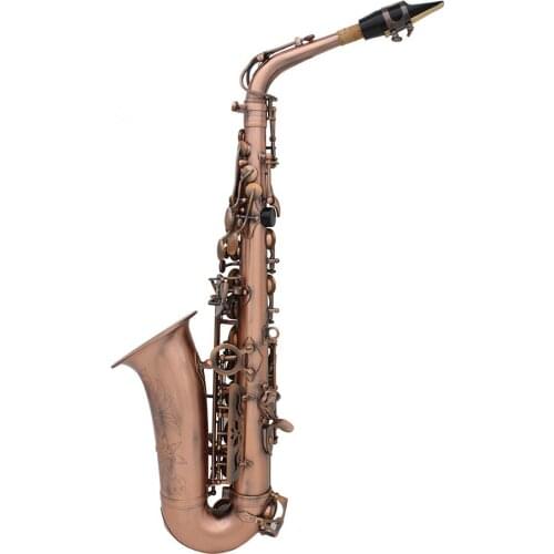 Professional Red Bronze Bend Eb E-flat Alto Saxophone Sax Abalone Shell Key Carve Pattern with Case Gloves Cleaning Cloth Strap