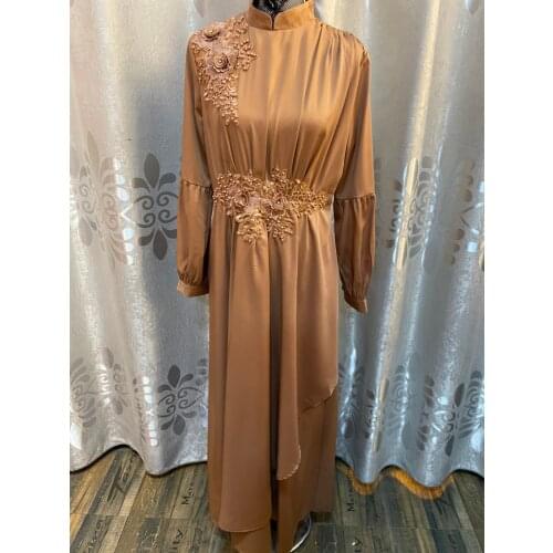 Ramadan Eid Djellaba Abaya Dubai Embroidery Appiques Beading Soft Silky Muslim Dress Turkey Muslim Clothing Islam Abayas WY92