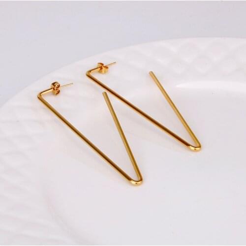 Stainless Steel Stud Hoop Earring for Women Gold Color Nice Simple Shape Triangle Ear Accessories New Jewelry 2021 Hot