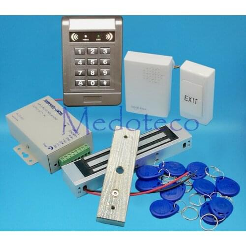 DIY Full 125khz Rfid Card Door Access Control System Kit EM Card Access Controller +180KG 350lbs Magnetic Lock + Door bell