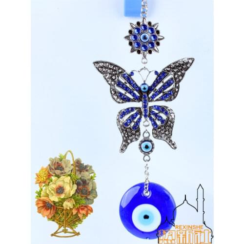 Turkey blue eyes blue diamond butterfly Muslim peace metal pendant "evil Jushi wall hangings
