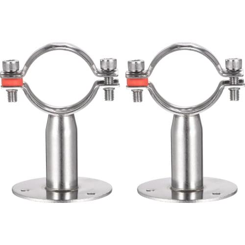Uxcell Wall Mount Ceiling Mount Pipe Support, 304 Stainless Steel Adjustable Pipe Strap Clamp for 48-51mm Pipe 2pcs