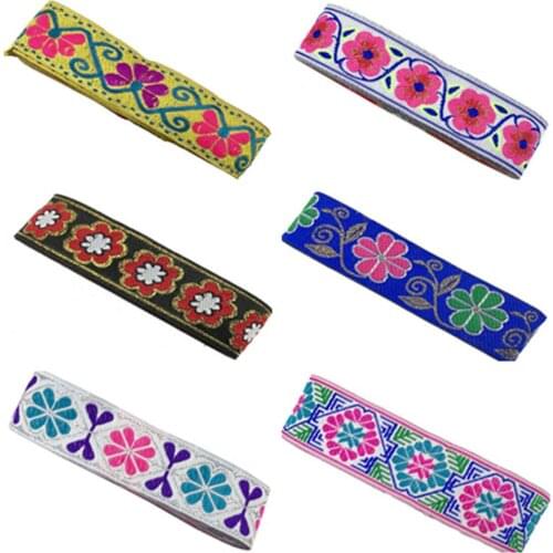 Vintage Boho Floral Embroidered Jacquard Ribbon Trim braid Lace Fringe Crafts