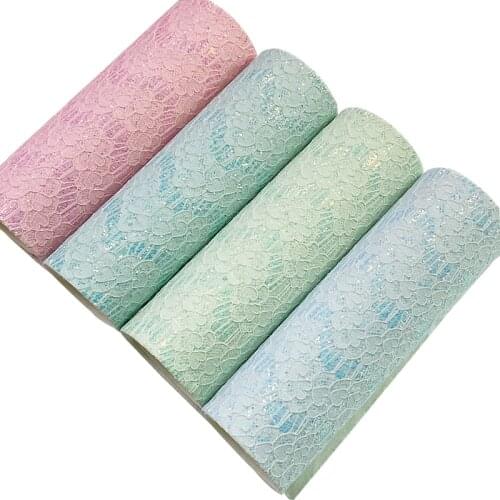 Plain Design Shiny Solid Light Color Lace Mesh Glitter Faux Leather Fabric Sheet for Making Shoe/Bag/Cloting/DIY Accessories