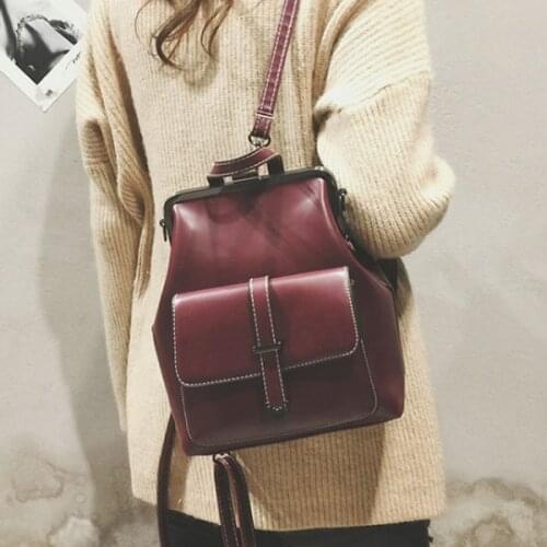 Ladies Bagpack School Bags for Girls New 2021 Women Leather Backpacks Vintage Female Shoulder Bag Sac a Dos Travel