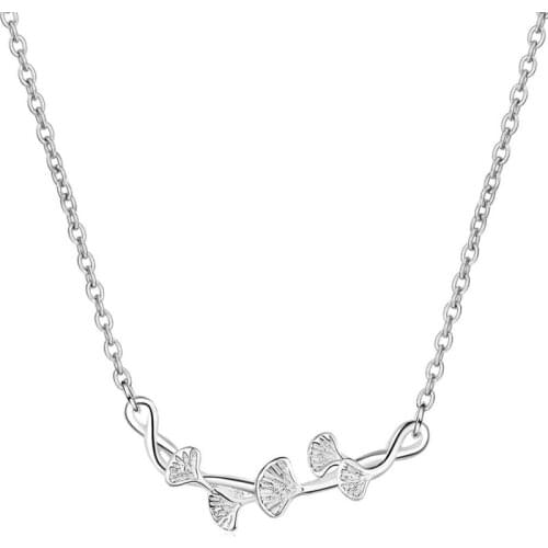 KOFSAC New Fashion 925 Sterling Silver Necklaces For Women Jewelry Charming Ginkgo Biloba Necklace Female Engagement Accessories