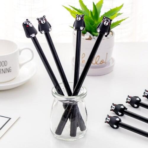 1pcs Bear Gel Pens 0.5mm Kawaii Pen Novelty Stationery Cute Pens Student Black Writing Gel Pen Stationery Kawaii School Supplies
