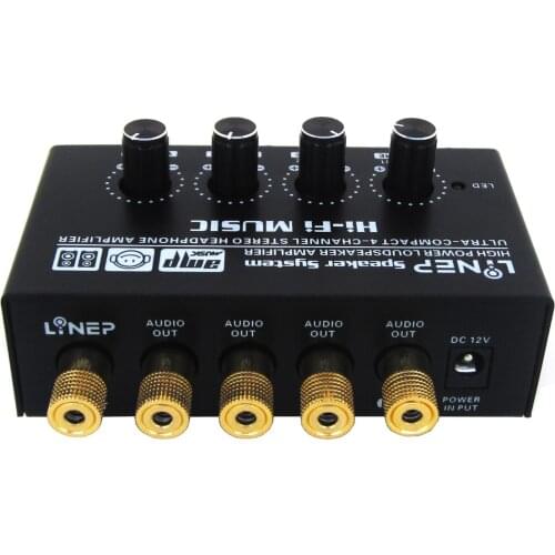 1 input 4 output signal amplifier splitter comparator with headphone monitor black