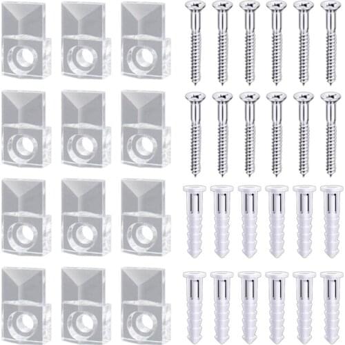 22 Sets of Mirror Holder Clips Kit Crystal Clear Plastic Mirror Clip Mirror Holder Clips Glass Retainer Clips Kit