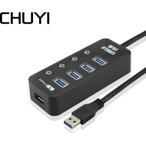 4 / 7 Port USB 3.0 Hub Multi USB Hub 3.0 With Charger Port USB Splitter With EU/US Power Adapter For MacBook Laptop Accessories