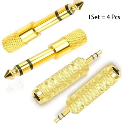 4pcs/set 3.5mm to 6.5mm 6.35mm Male to Feamle Audio Cable Adapter 6.5 6.35 Jack To Plug 3.5 Jack Stereo AUX Converter Amplifier