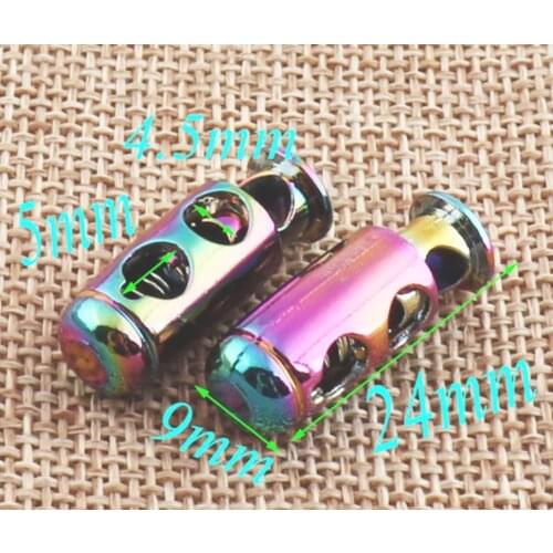 5-10PCS Rainbow Double Barrel Toggle Cord Lock Spring Buckle Craft stop cord Connector Buckle Spring Buckle Stopper Toggle