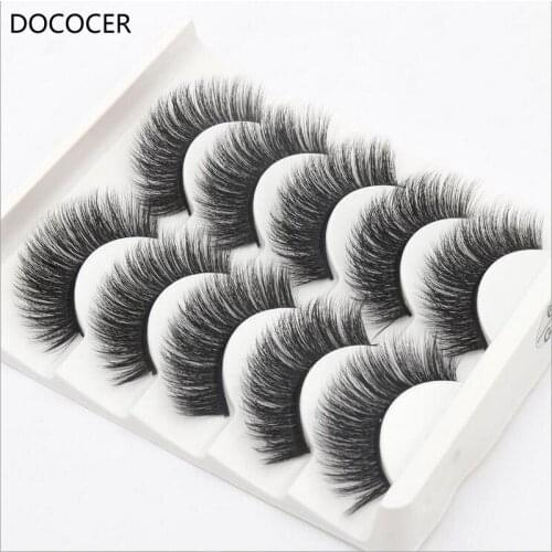 5 Pairs eyelashes natural long 6d mink lashes hand made false eyelashes 6d lashes eyelash extension maquiagem DOCOCER