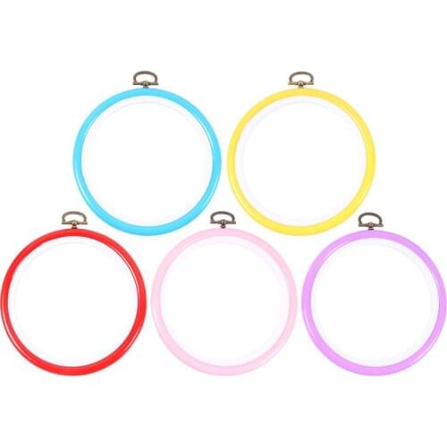 5pcs Embroidery Hoops Plastic Circle Cross Stitch Hoop Ring For Art Craft Sewing Random Color