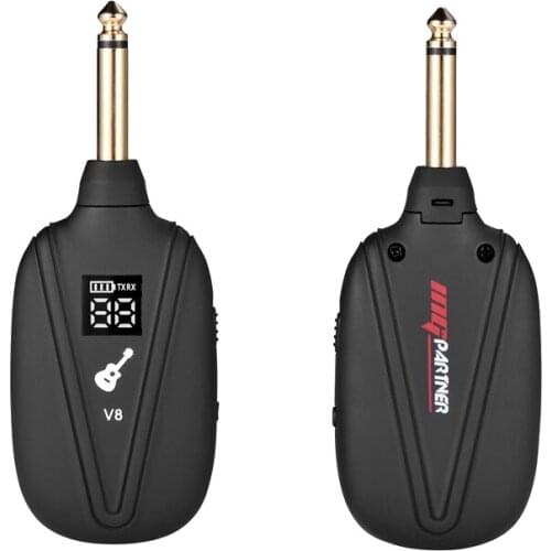 V8 Wireless Guitar System Built-in Rechargeable 4 Channels Wireless Guitar Transmitter Receiver for Electric Guitar B