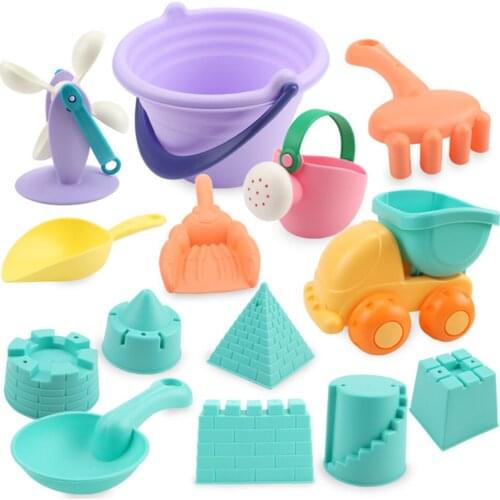 Baby Beach Toys Kids Beach Bag Toys Sandpit For Children Beach Party Sandbox Cart Shovels Ducks Bucket Sand Molds Tool Sand Toys