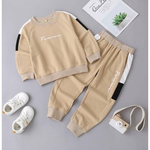 Childrens Spring Sweater Set Childrens Clothing Boys and Girls Letter Pattern Sports Two-piece Suit Suitable for 3-7 years