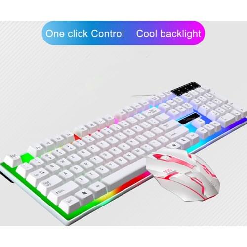 Colorful LED Illuminated Backlit USB Wired PC Rainbow Gaming Keyboard Mouse Set 1600 DPI 104 keys Ergonomic Design Office Home K