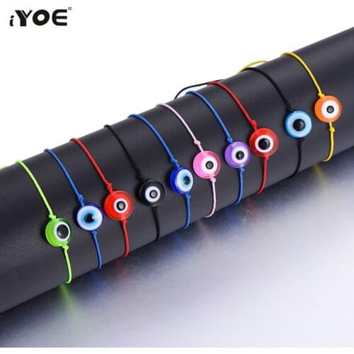 IYOE 2 Pcs/set Round Circle Evil Eye Women Bracelets For Kids Colorful Beads Red Thread Bracelets For Couple Friendship Jewelry
