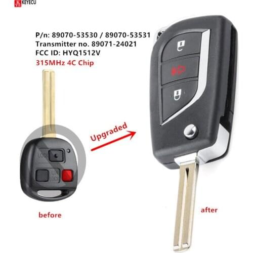 Keyecu Upgraded Replacement Flip Car Remote Key fob 3 Button 315MHZ With 4C Chip for Lexus ES300 IS300 GS300 FCC: HYQ1512V
