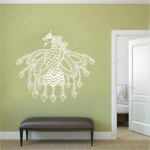 Beautiful Peacock Opening Wings Wall Decal Art Removable Wall Decal For Bedroom Living Home Decoration Vinyl Mural HD282