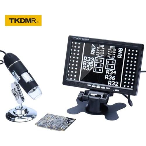 TKDMR 1000X USB Microscope Handheld PortableTV/AV Interface Digital Microscope for Electronics With 8 LEDs Bracket For Phone PC