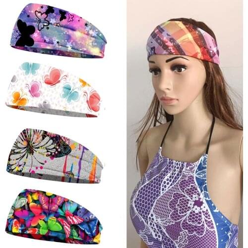 Cute Butterfly Print Headbands Women Fashion Bandanas Girls Elastic Head Wrap Stretch Head Band Hair Accessories