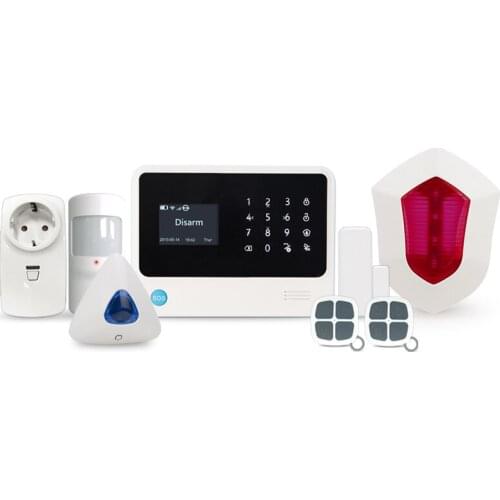 Multi languages menu voice 3g wifi home intruder alarm work with indoor siren outdoor flash siren wireless smart socket