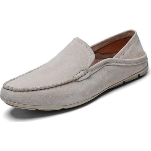 Genuine Leather Loafers Men Driving Shoes Suede Leather Casual Shoes Handmade Classic Moccasins Big Size 47 46 Men Slip On Flats