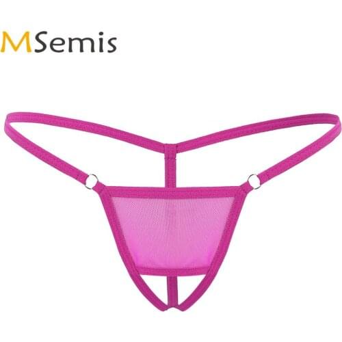 Mens Sissy Erotic Bikini Thong Transparent Mesh Open Crotch Mini Panties Gay Porno T-Back G-string Briefs Fetish Sheer Underwear