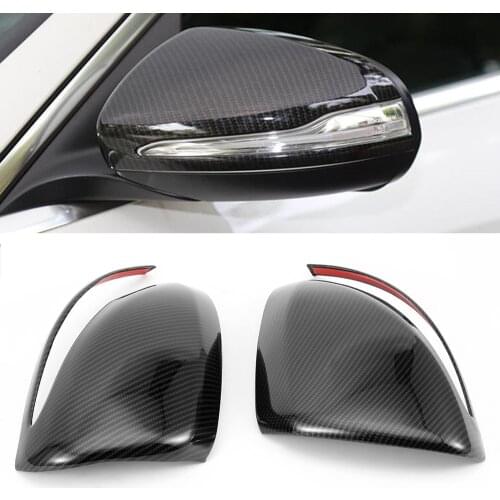 2pcs For Mercedes-Benz C Class W205 2015-2018 / GLC Rearview Mirror Cover Trim Carbon Fiber Color