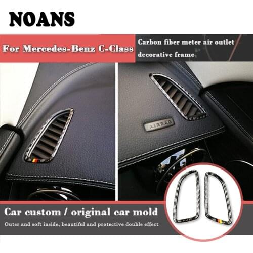 NOANS Car Carbon Fiber Headlight Switch Frame Air Outlet Stickers For Mercedes Benz C Class W205 C180 C200 GLC Accessories