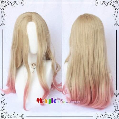 Game KDA Ahri Cosplay Wig K/DA Blonde Mixed Pink Curly Wigs Women Heat Resistant Synthetic Hair Party Wig