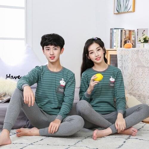 New Teens Pajamas Teenage Pajama Sets 100% Cotton Clothes Sets Long Sleeve Pyjamas Kids Sleepwear Pajamas For Girl Boy 9-19Years