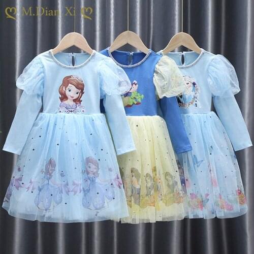 Disney Summer Kids Clothes Vestidos Frozen Elsa Anna Princess Dress Party Birthday Little Girls Dresses Children Tutu Costume